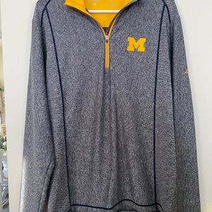 Antigua Gray and Yellow Long Sleeve 1/4 zip up with Athletic Fit